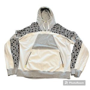Lifted Research Group- Grey and White Hoodie with Gold zippers